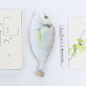 Lärande leksaker Creative Fish Shape Pencil Case Kawaii Korea Style Novely Tygpennor