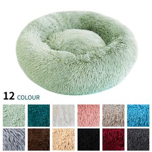 kennels pens Super Soft Dog Bed Long Plush Donut Round Dog Kennel Comfortable Fluffy Cushion Mat Winter Warm For Dog Cat House EU Warehouse 230821