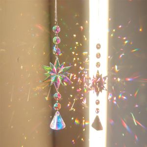 Garden Decorations Christmas Crystal Reflective Pendant Ornaments Rainbow Light Catcher Window Patio Decor Colorful Beads for Home 230822