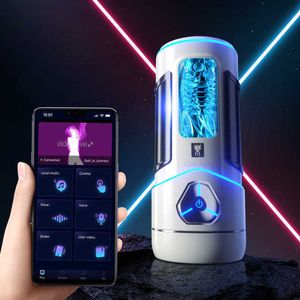 Massageador app controle automático masculino masturbação copo real vagina vibrador boquete bluetooth masturbador voz para homem