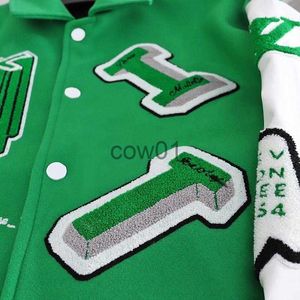 Мужские куртки мужские куртки 2021 модная бренда мужская куртка L Vintage Loak Lose Dlove Green Baseball Man's Hip Hop Осенний университет J230822