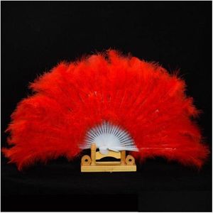 Altre forniture per feste di eventi Showgirl Feather Fans Folding Dance Hand Fantico Costumi per donne 13 colori F1624 Droplese Dh1e0