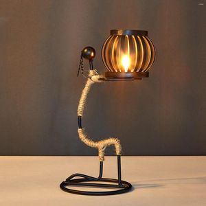 Candle Holders Decor Metal Human Party Candlestick Retro Home Dining Creative Table Modeling Votive In Glass Holder