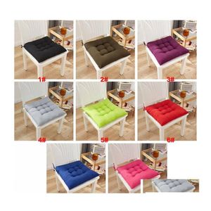 Cushion/Decorative Pillow Thicken Home Seat Cushion Pad 40X40Cm Square Soft Office Bar Chair Cushions Solid Color Sofa Buttocks Vt19 Otpnv