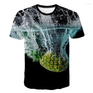 Camisetas masculinas camisetas de fruta de verão com comida gráfica 3D de rua de rua imprimida masculina Mulher moda casual camisa de j-al-deco