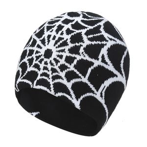 Beanie Skull Caps gestrickt Winterhut für Frauen Hip Hop Cap Streetwear Punk Beanies Hats Spider Web Jacquard Weave warme Männer 230822