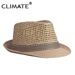 Wide Brim Hats Bucket CLIMATE Cool Summer Fedora Retro Men Solid Straw Bowler Hat Cap Vintage Breathable Paper Top for 230821