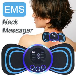 Massera nackkudde EMS -bår Electric Massager Electronic Cervical Massage Patch 8 Mode Vertebra för att lindra trötthet Hälsovård 230821