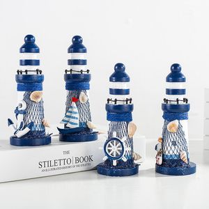 Dekorativa föremål Figurer 13cm Marine Wood Mini Ocean Lighthouse Ornament Medelhavsstil Heminredning Hantverk Present Vardagsrum Dekoration 230822