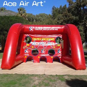 wholesale 4m L x 3m H (13.2x10ft) Red Inflatable Soccer Shoot Out Gate Football Goal Socceroos With Removable Stickers For USA