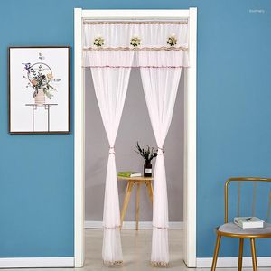 Curtain Mesh Cloth Door Non Perforated Gauze Embroidered Lace Curtains For Bedroom With Anti Mosquito Rod In Summer