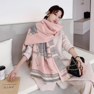 Whole- quality celebrity design wool cashmere cotton scarf carriage chain tassel scarf horse wrap shawl 60 190CM multicolo280G