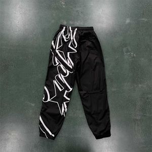 Nova estrela ustic megashuku calças masculinas de náilon joggers brilhante preto cinza verde carta bordado correndo sportpants