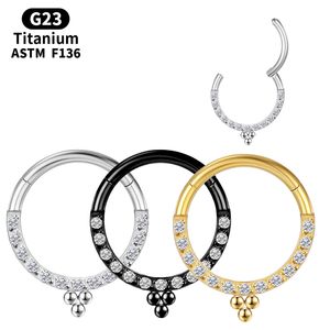 Septum Piercing Helix Tragus Zircon Titanium Nose Ring Hoop Woman G23 Industrial Cartilage Earrings Labret Clicker Body Jewelry