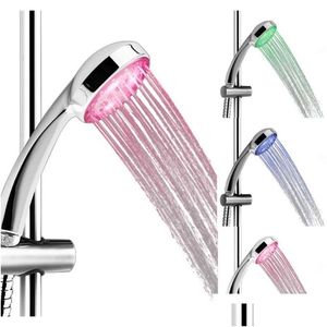 Banyo duş başlıkları banyo duş başlıkları toptan el tipi 7 renk led romantik hafif su banyo kafası parıltı 06orf damla dağıtım bahçe muslukları sh otmub x0907