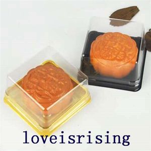 Yeni Gelişler-100pcs50sets 6 8 6 8 4 cm mini boyutta berrak plastik kek kutuları çörek konteyner gıda hediyesi ambalajı düğün malzemeleri209n