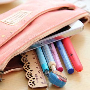 Lärande leksaker färg dubbel dragkedja blyertsfodral blyertspennor bärbar student stationer förvaring blyertsväska för skolkontorsmaterial