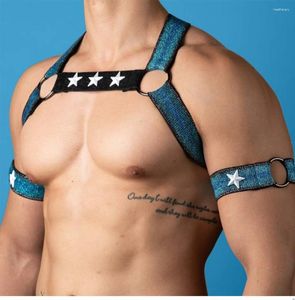 Stage Wear Nightclub Gogo Dancewear para acessórios masculinos Sexy Muscle Man Stretch tire tira do peito Rave Roupet Party Pole Dance Costum