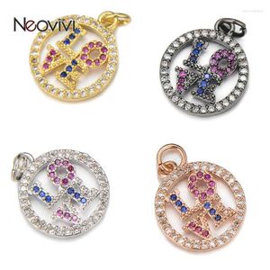 Pendant Necklaces Neovivi Round Bead Hollow LOVE Letter Pendants Romantic Colorful Zircon Micro Pave CZ For Jewelry Making Lover Gifts DIY