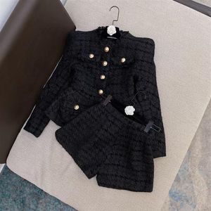 Herbst und Winter Damen Jacken Button Coat Jacke Shorts zweiteiliger Anzug Mode Stylr258H