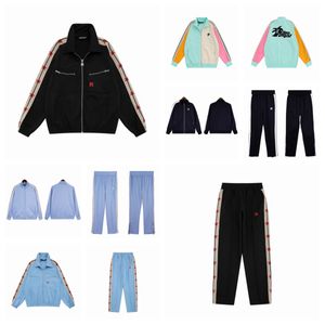 Mens Outwear HUNTER COLORBLOCK TRACK JACKET MONOGRAM CLASSIC TRACK PANTS Men Fashion Jackets Top Clothing High Quality Light Blue