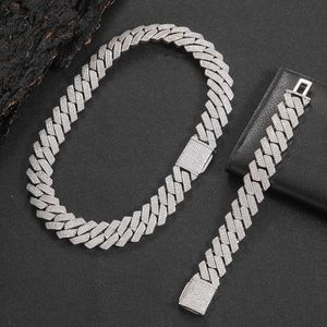 Designer 20mm Triple Row Zirconia Diamond Cuban Men's Necklace Trendy Märke Personlig hiphophalsband