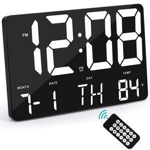 Wall Clocks Digital Clock Large Display Alarm With Wireless Remote Control LED Date And Temperature-B