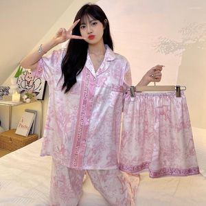 Abbigliamento da notte da donna 3 pezzi Set Top Short Short Pants Piccola Simple Aiungerwear Fashion Insty Style Korean Sweet Nightwear for Women