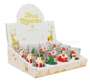 Weihnachtsdekoration Glas Geschenkbox Kerzenlicht Romantische bemalte Schneemann -Baum -Tee -Wachs -Kerzen -Drop -Lieferung otqxy