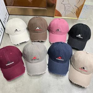 Herrensportstil Verstellbare Größe Designer Ball Cap Frauen Süßigkeiten Farbhutbrief Druckhut Rand gewaschen und abgenutzte Handwerk Casquette