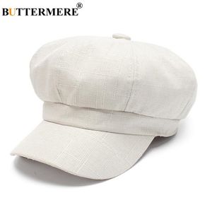 Berets Buttermere Linen Sboy Cap Women White French Painter Hat Ladies Spring Summer Beret Женская восьмиугольная пекарь 230821