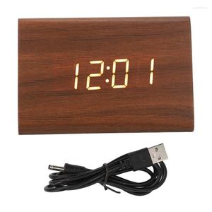 Watch Boxes Wood Digital Clock Wooden LED Memory Function 3 Gears Brightness Modern Simple Design Triangle Voice Control For Office