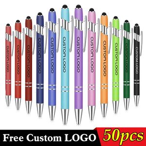 Bollpoint Pens 50 PCS Metal Business Ballpoint Universal Drawing Touch Screen Stylus Pen Custom School Office Supplies Free Engraved Name 230821