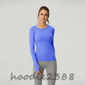 2023 Yoga toppar snabbt tekniska gymkläder kvinnor sport t skjortor damer kortärmade t-shirts fukt wicking stickad hög elastisk löpning fitness