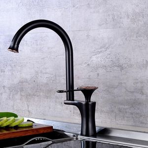 Kitchen Faucets Modern Style Copper Faucet Cold And Water Tap Single Handle Black/White/Gold/Rose Gold Sink