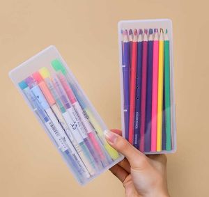 Learning Toys Pencil Case Box PP Material Transprant Pen Box Pouch Stationery School Pen Case Supplies Pencil Storage