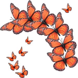 Wall Stickers 10Pcs 472 In Monarch Butterfly Decoration Fake Butterflies for Crafts Artificial Decor 3D Home 230822