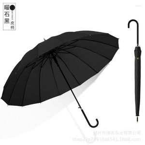 Regenschirme Japanisch 16 Knochen kleiner frischer gerader Regenschirm großer Leder gebogener Griffblock einfach