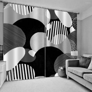 Curtain Modern Home Decoration Blackout 3D Stereoscopic Black And White Curtains Windproof Thickening Fabric