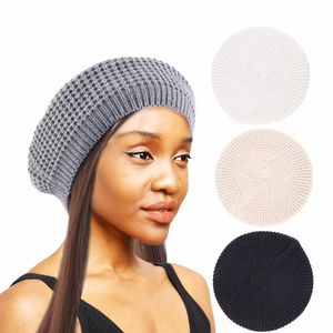 Berets Vintage Womens Knit Beret Cap Fashion Winter Hat Casual Elastic Solid Color Ladies Outdoor Warm Beanie Party 230822