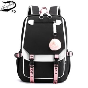 School Bags Fengdong kids school backpack for girls korean style black pink cute backpack schoolbag kawaii backpacks for teenage girls gift 230822