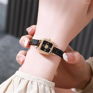 Orologi da polso Fashion Simple Women Watch Classic Small Square Vintage Quartz Casual per PU Leather Elegant Women's Wrist Owatch