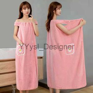 Bath Towel Household Women Wearable Wrap Adults Absorb Water Polyester Dry Hair Skirt Long Style Bathroom Washable Bathrobe x0822