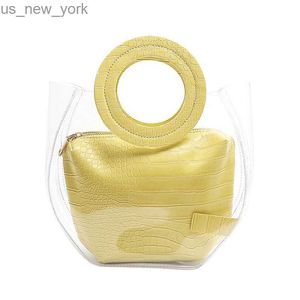 Totes Summer Beach Bags Female Fashion Candy Transparent Clear Jelly Composite Tote Handbags Clutch Sac A Main Sacoche Homme HKD230822