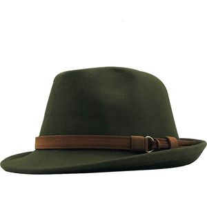 Chapéus de aba larga Balde de lã homens fedora chapéu para inverno outono elegante gangster gangster trilby sentiu homburg igreja jazz 5558cm ajustável 230822