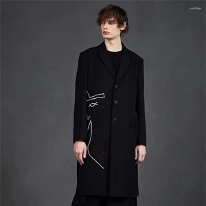 Men's Trench Coats Spring And Autumn Rie Miyazawa Embroidered Windbreaker Men Women Fashion Casual Length Loose Coat