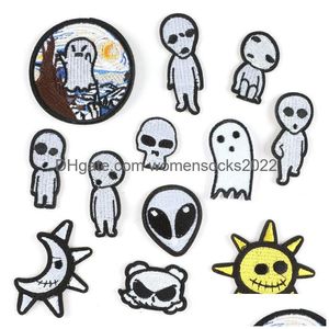 Ferramentas de noções de costura Ferror de ferro Horror SKL Ghost Bordados costurará em apliques Citch Bloween DIY Acessórios artesanais para cl dhrea