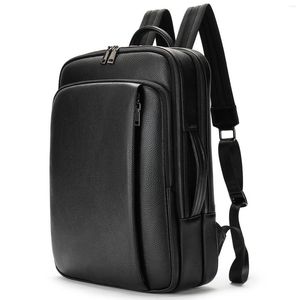 Backpack Man Bolsa de computador Viaje de lazer genuíno de couro de couro masculino