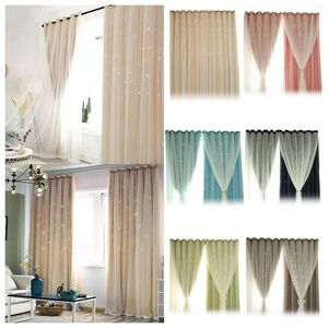 Curtain Hollow Star For Balcony Living Room Bedroom Hollowed Out Curtains Double Screen Thickened Blackout