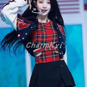 Erkeklerin Hoodies Sweatshirts Koreli Wonyoung Ive K pop sahne kıyafeti Kadın Konser Kıyafetleri Hip Hop Sokak Dans Giyeri Performans Kostüm Beyzbol Ceket Gevşek 230822